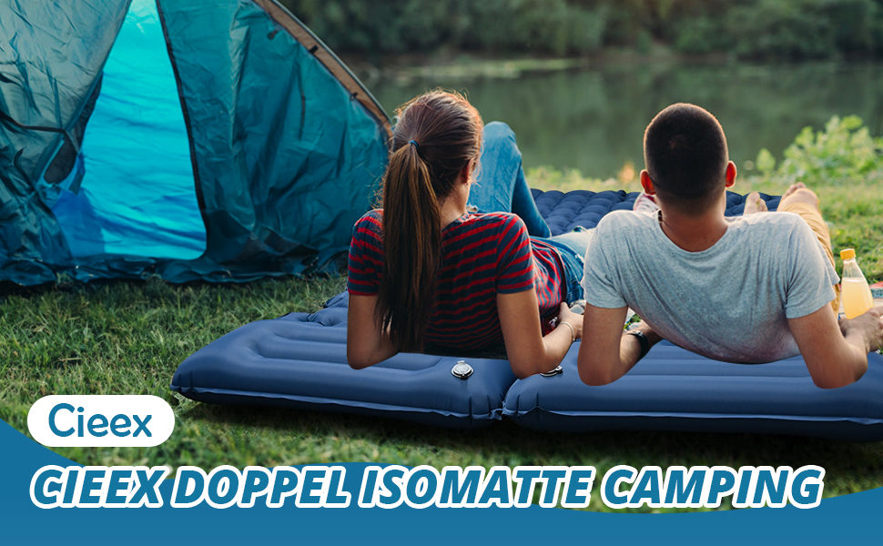 Килимок для кемпінгу Cieex Isomatte двомісний, самонадувний, легкий, водонепроникний з насосом та подушками