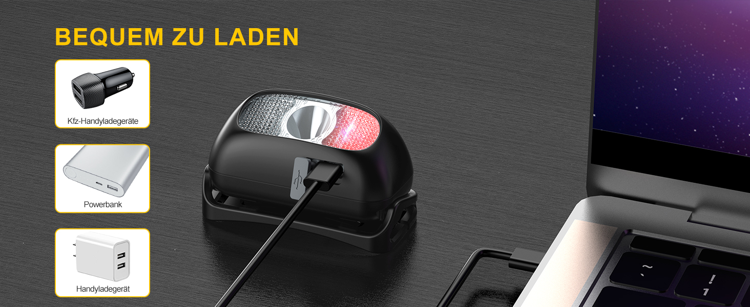 Налобний ліхтар LED, перезарядна модель з червоним світлом та 5 режимами, водонепроникний IPX4, регульований, для бігу, кемпінгу, велоспорту, 2 шт.