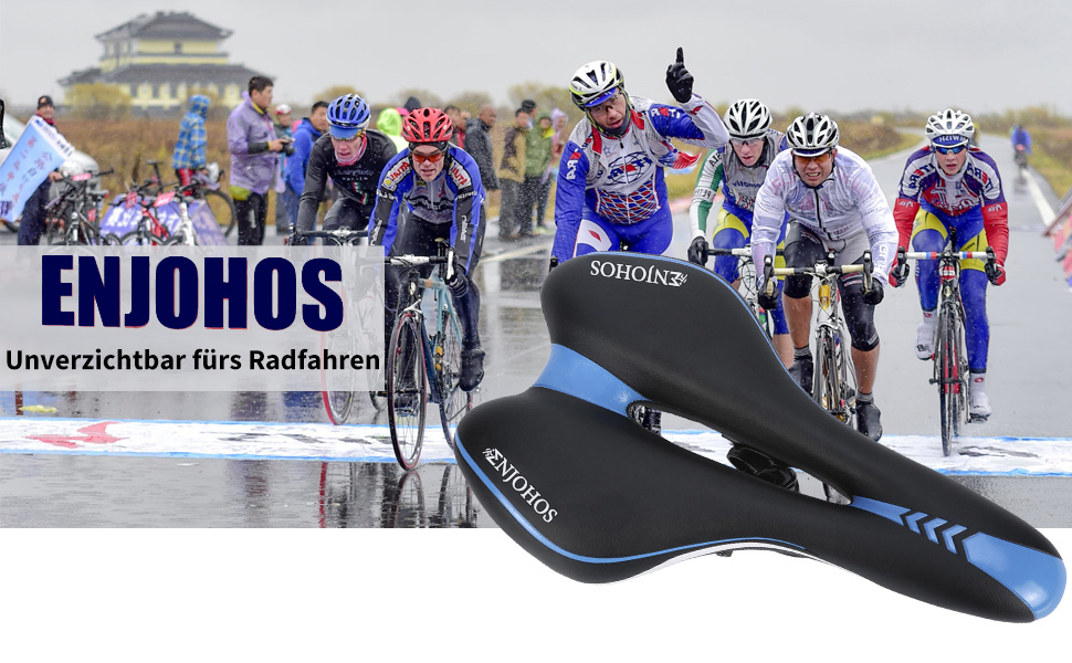 Велосипедний сідло ENJOHOS: водонепроникний, PU, для MTB, Trekking, Tour, шосе, чорний