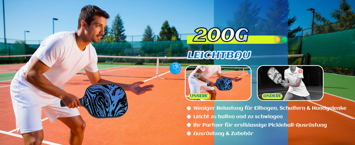 Набір для піклболу JOY SPOT! 2 ракетки, 4 м'ячі, сумка – Легкі ракетки з фібергласовою поверхнею для чоловіків, жінок та початківців – Ідеально для гри в приміщенні та на вулиці