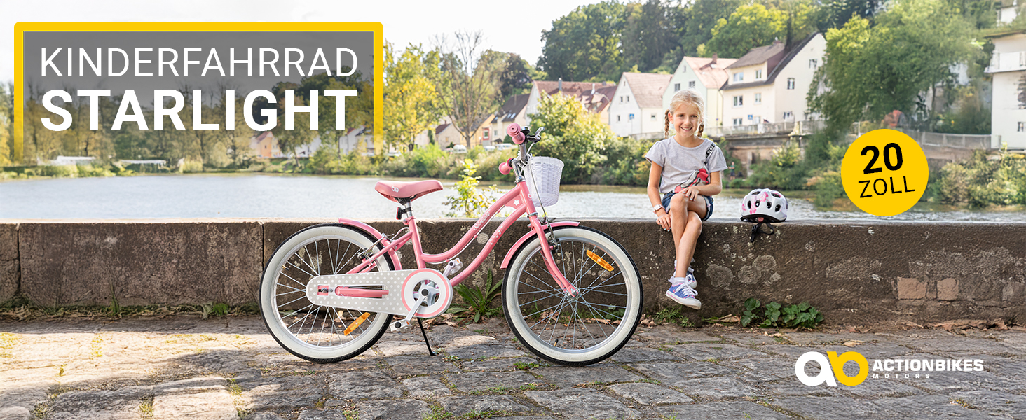 Дитяче велосипед Actionbikes Starlight | 12/16/20 дюймів - V-Brake гальма - для дітей 2-9 років - захист від бруду спереду та ззаду | Велосипед для дівчаток та хлопчиків