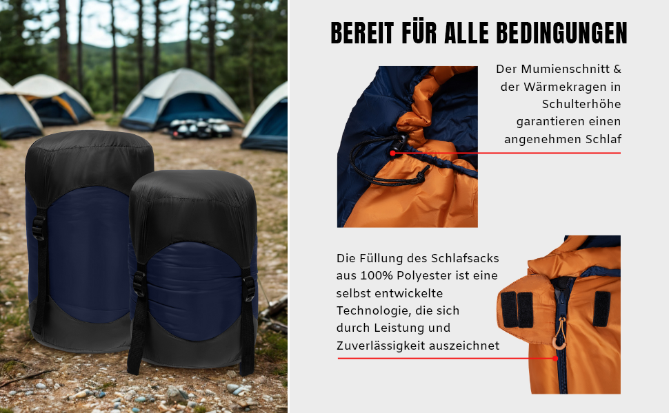 Сплячий мішок Alpinus Ultralight Pro 850 для дорослих, 215x80 см, двошарова ізоляція, оранжево-морський колір