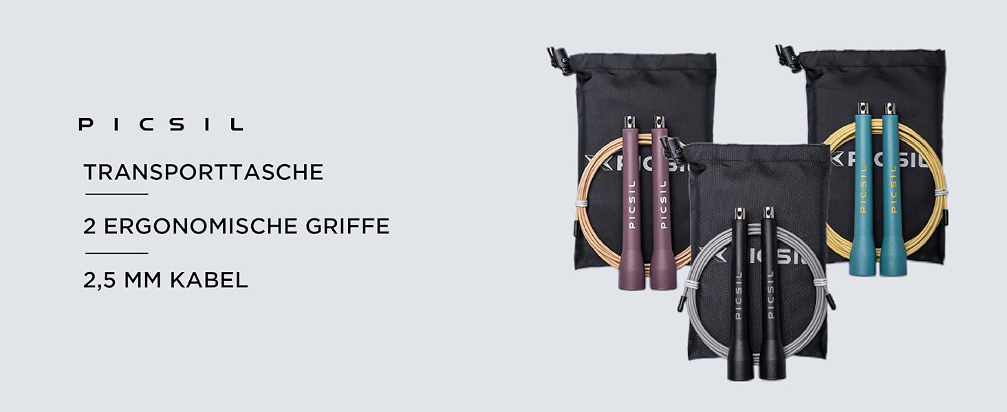 Скакалка PICSIL PROFI - регульований, зі сталевим тросом, ергономічні ручки, для крос-тренінгу, фітнесу та Double Unders