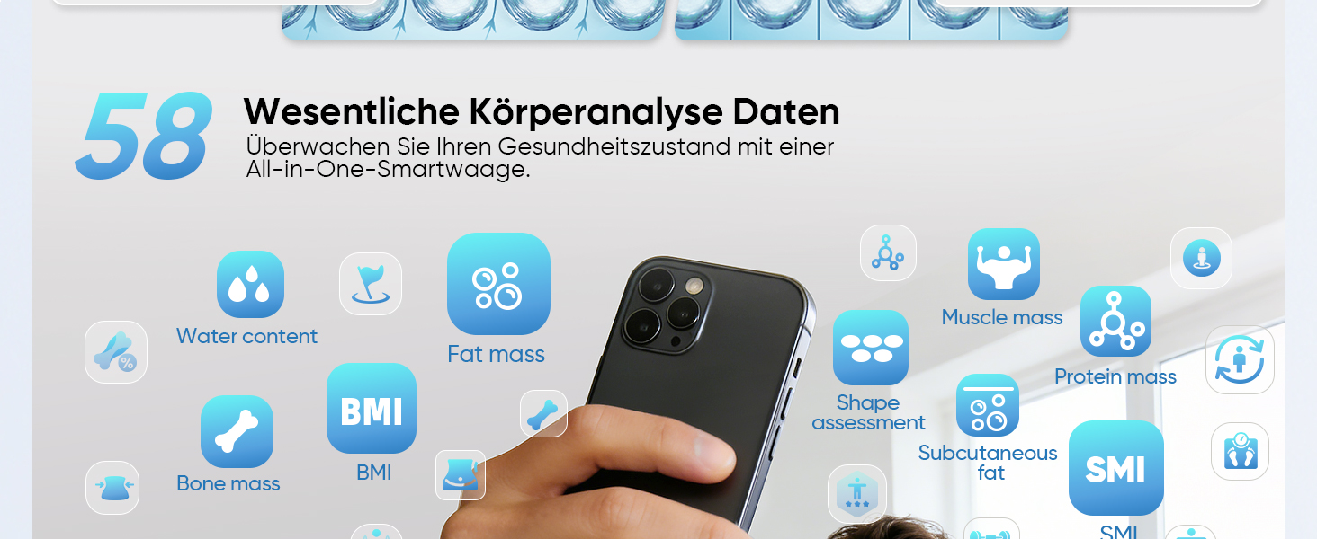 Вага для вимірювання жиру тіла з 8 електродами, персональна вага з Bluetooth, аналіз складу тіла, дисплей, 180 кг, BMI, протеїн, BMR, чорно-зелений