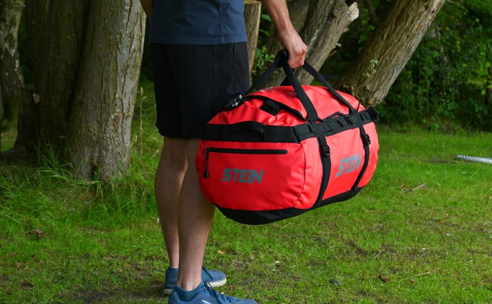 Водостійка сумка-рюкзак STEIN Metro 40 л, червона — трансформер з ПВХ-покриття, компресійними ременями та м'якими плечовими ременями