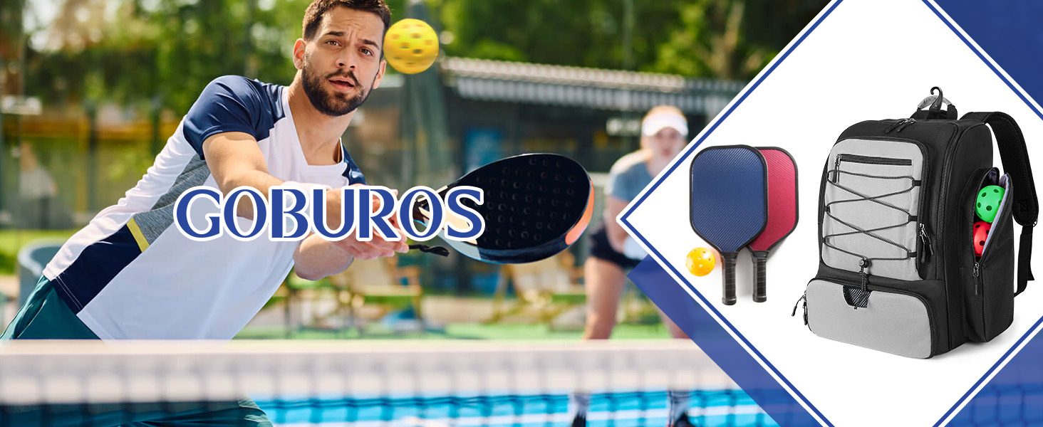 Рюкзак GOBUROS Pickleball на 4 ракетки, відділення для взуття, сірий