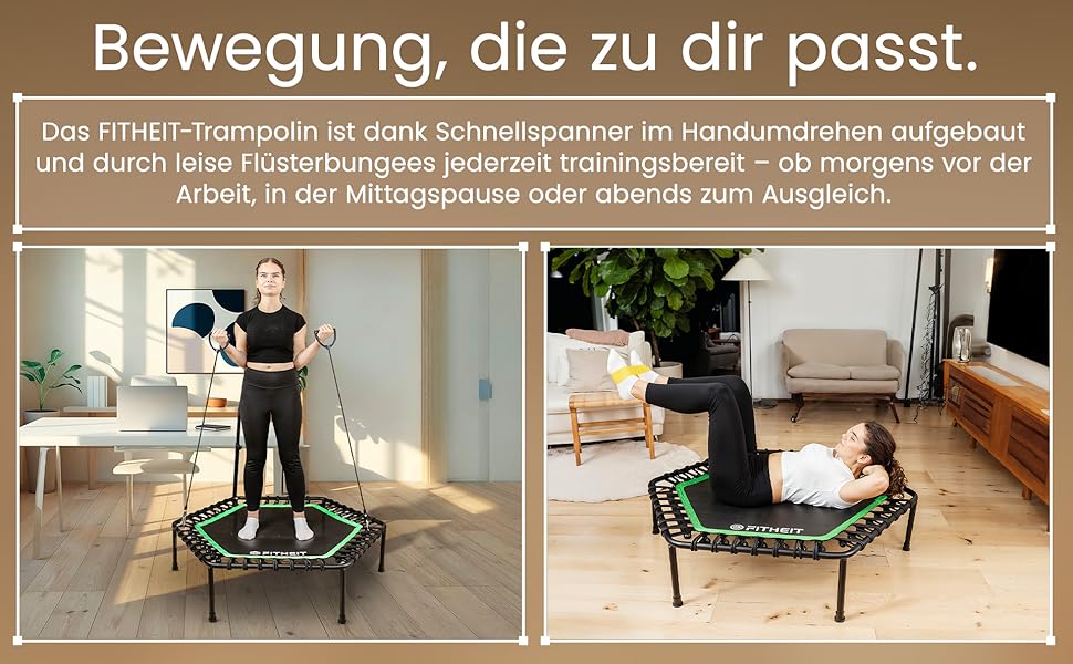 Батут фітнес для дорослих Ø120 см до 150 кг з ручкою та гумовими стрічками | Minitrampolin Rebounder