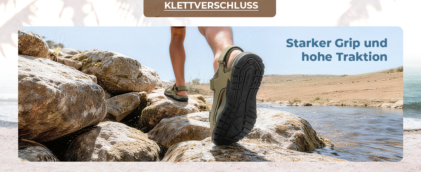 Чоловічі сандалі FitVille Wide для трекінгу та активного відпочинку, шкіра, чорні, 47 EU, з липучкою для широкої ноги