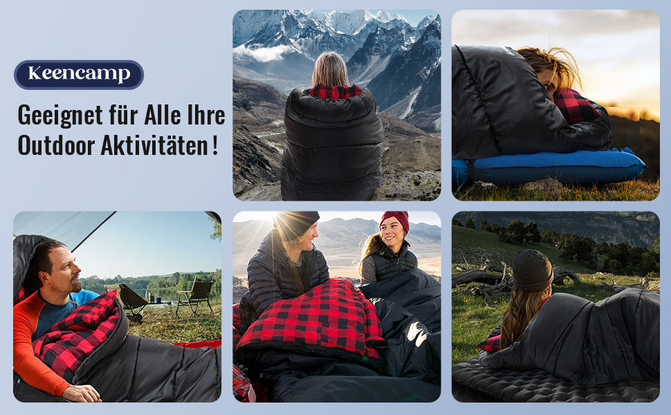 Спальний мішок Outdoor Flanell Warmer для туризму та кемпінгу. Бавовняне внутрішнє покриття, теплий, для 3-4 сезонів, XXL, -1°C, 230x90 см, чорний, на блискавці