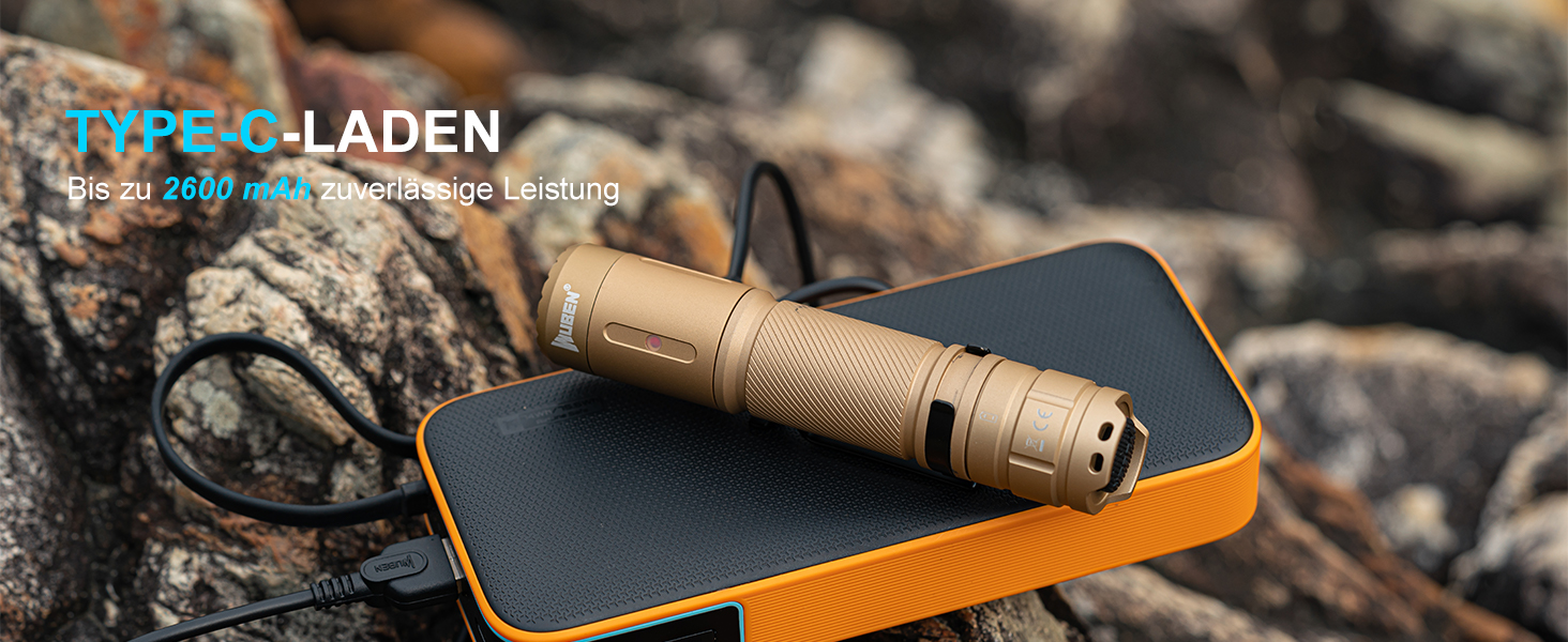 Ліхтарик WUBEN C3 LED: 1200 Люмен, USB-C, IP68, 6 режимів, тактичний, для кемпінгу, тактичний ліхтарик