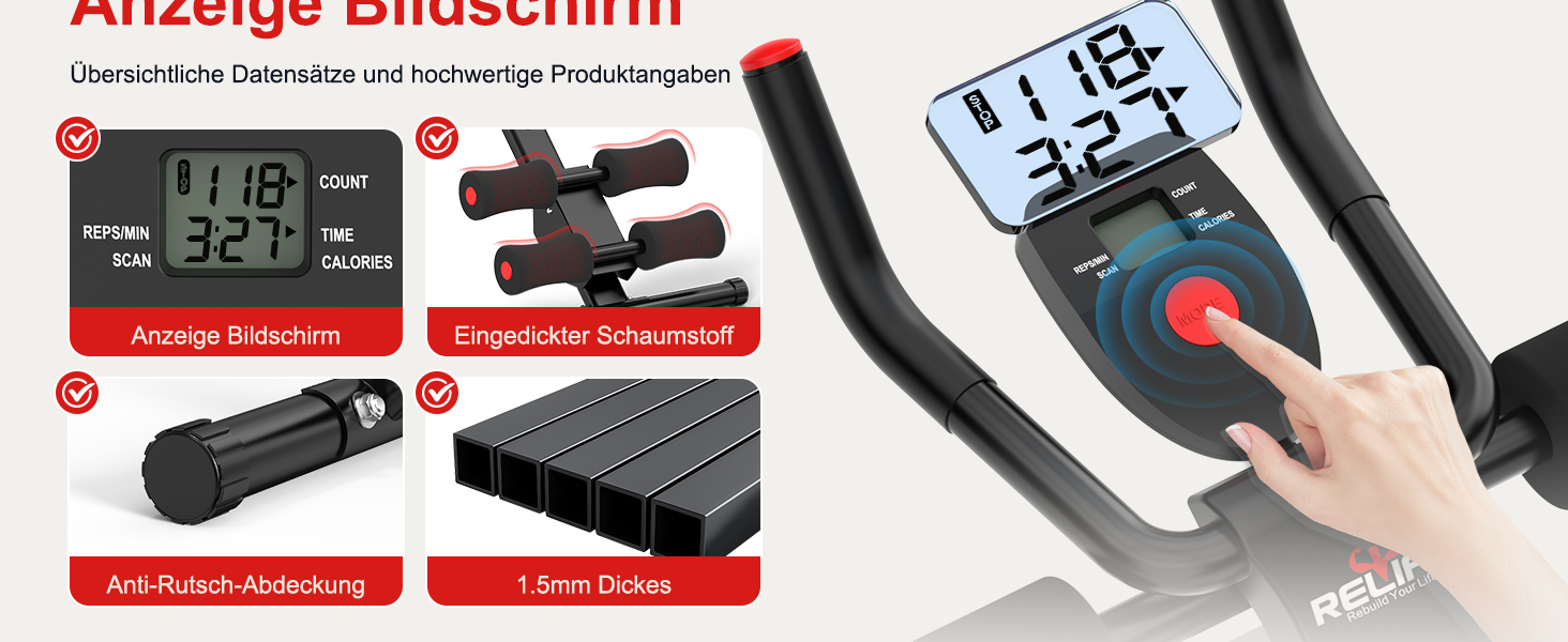 Тренування пресу RELIFE: компактний складаний тренажер для дому. AB-тренажер для ефективних вправ на прес, чорний