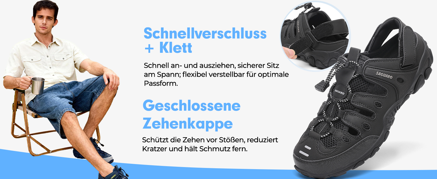 Сандалі SAGUARO чоловічі та жіночі зручні дихаючі для активного відпочинку, спорту, трекінгу та піших прогулянок 43 EU чорні