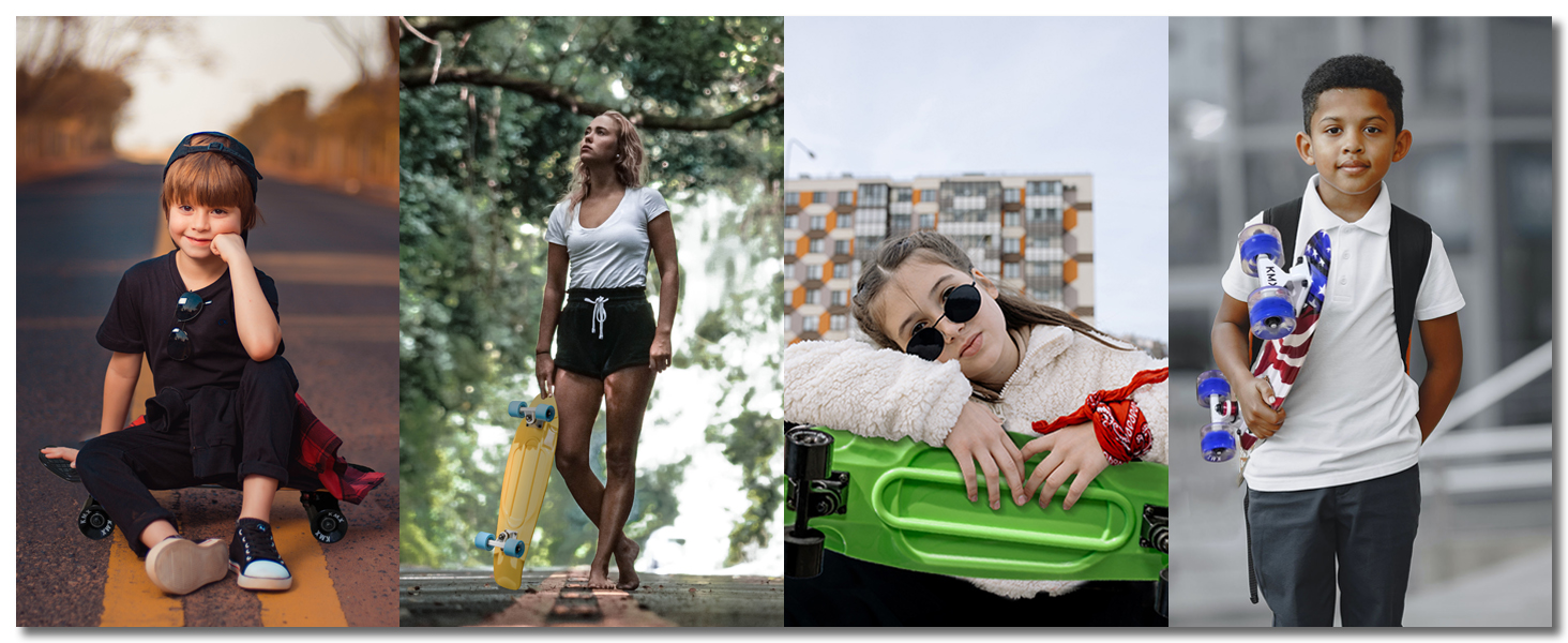 Скейтборд KMX Classic Mini Cruiser 22/27 дюймів для дітей, підлітків та дорослих. Алюмінієві осі, підшипники ABEC-9, колеса 60мм, колір Aqua Blau