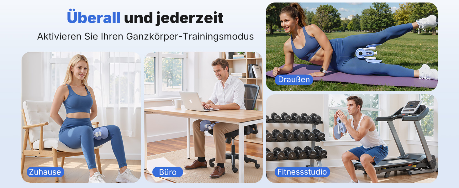 Тренування стегон MERACH Thigh Master – тренажер для ніг з регулюванням опору 400 N/600 N, 360° та тренажер для м'язів тазу для чоловіків та жінок. Фітнес-обладнання для дому, блакитний колір