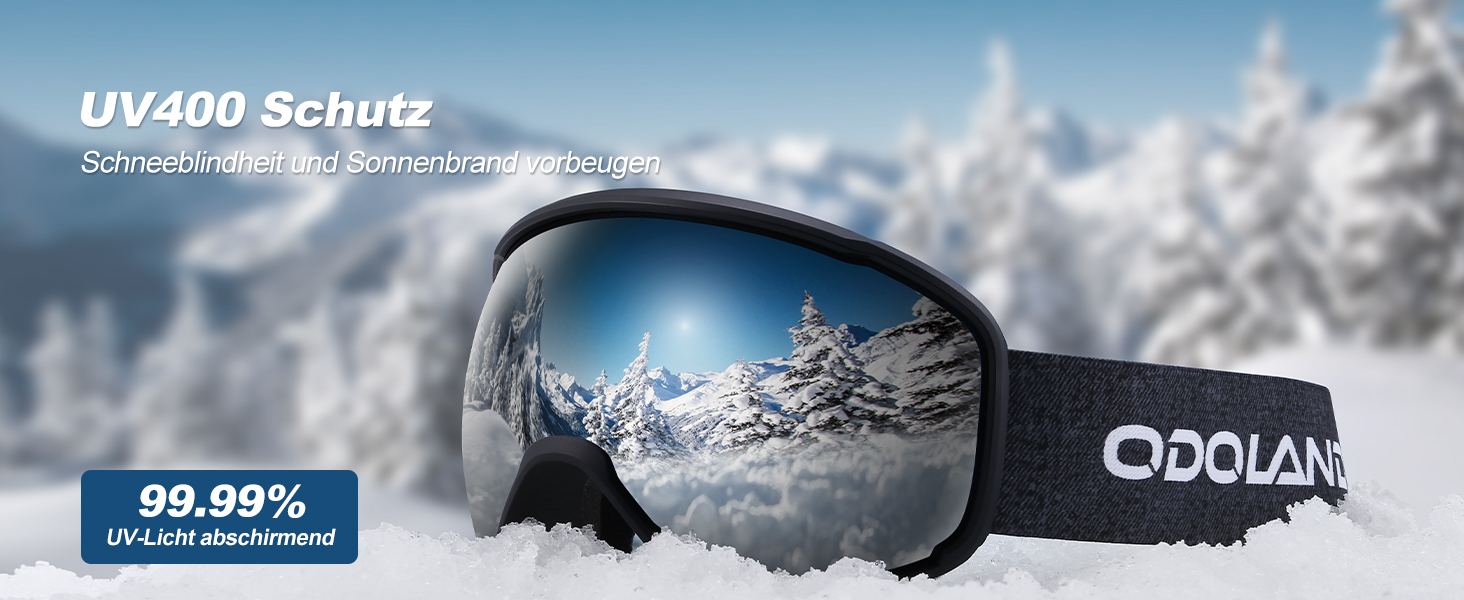 Шолом для лижного спорту та сноуборду Odoland з маскою, білий, регульований, 57-59 см