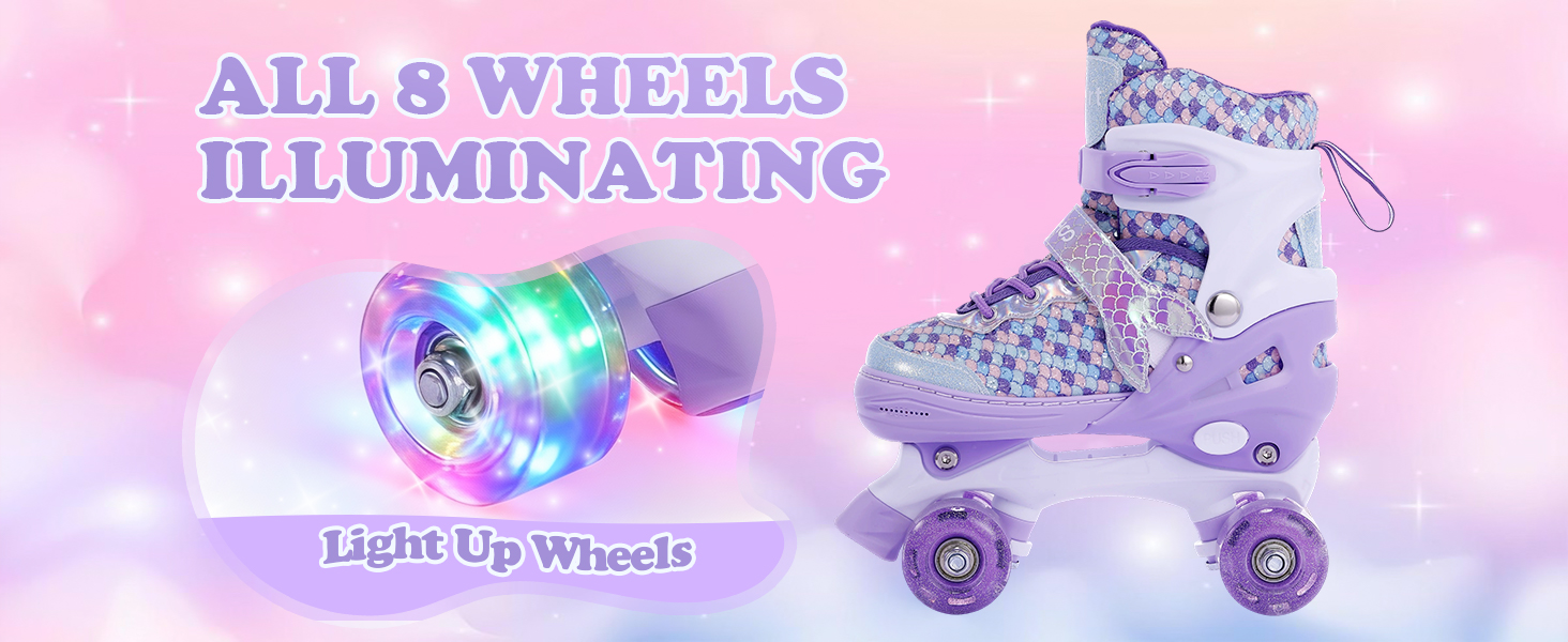 Роликові ковзани TOMSHOO для дівчаток, регульовані, з LED-підсвіткою, для початківців, дитячі, подарунок