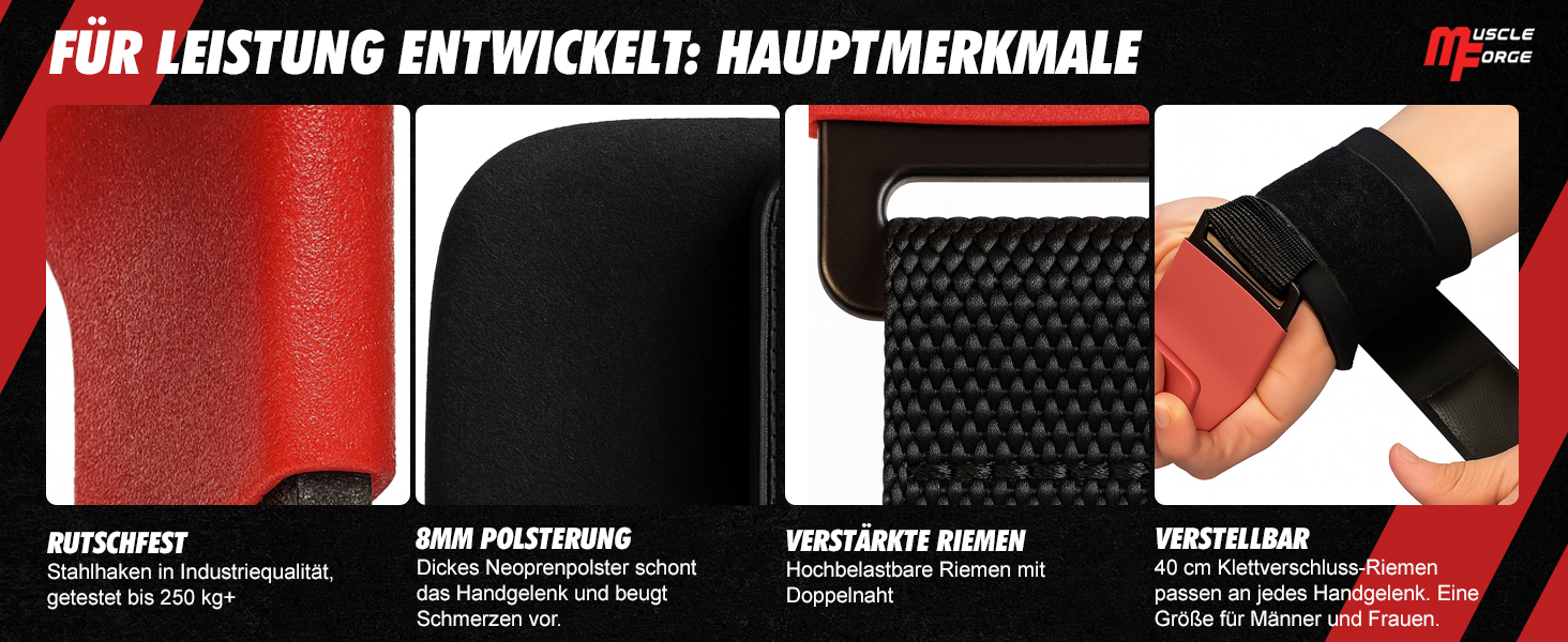 Набори для тяги з гаком для чоловіків, 2 шт. - для важкої атлетики та пауерліфтингу, 8 мм