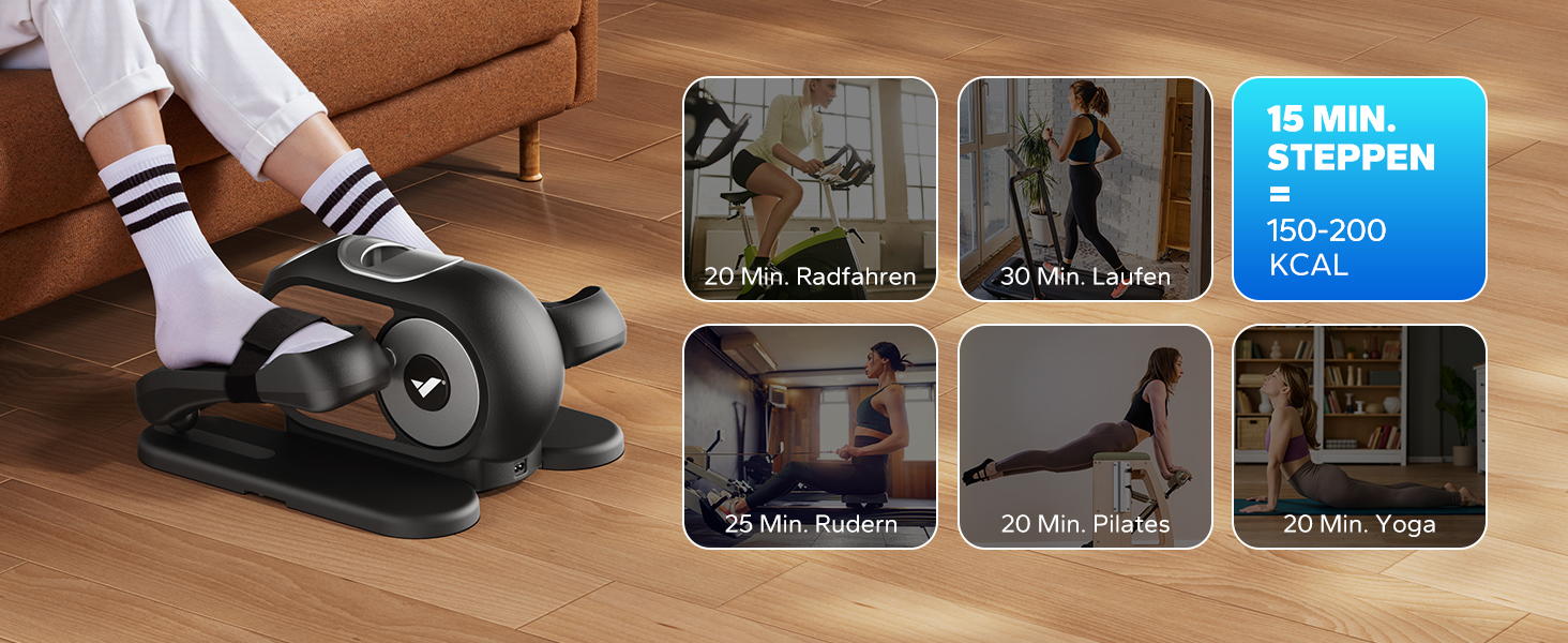 MERACH Міні електричний крос-тренажер під стіл з пульт, дисплей, неслизьке покриття, 12 швидкостей, тихий та портативний для дому, для дорослих та літніх людей (чорний) E32-2024