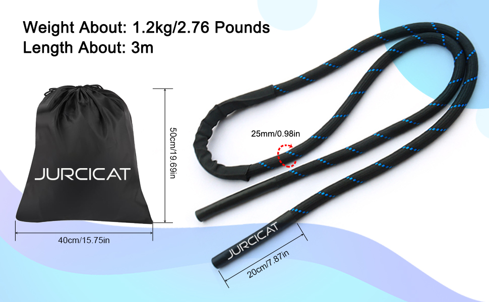 Стрибкове канат JurciCat 1.3 кг - вантажний, для силових тренувань чоловіків та жінок