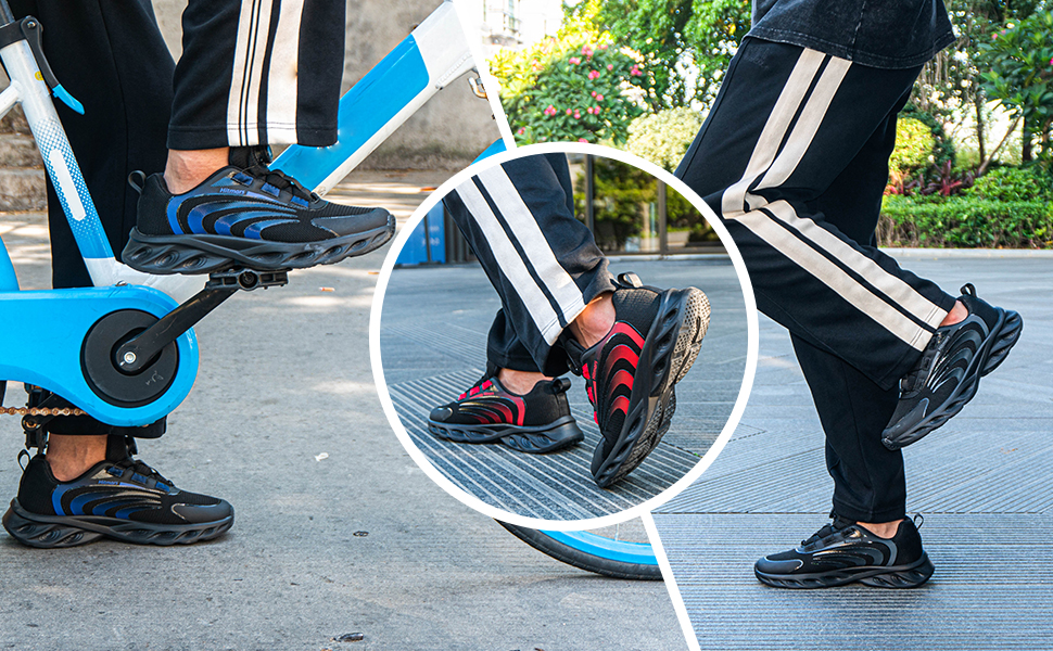 Чоловічі кросівки Hitmars для бігу та занять спортом. Зручні, з повітряною подушкою, антиковзаючі. Розміри EU 39-47. Колір: чорний/синій.