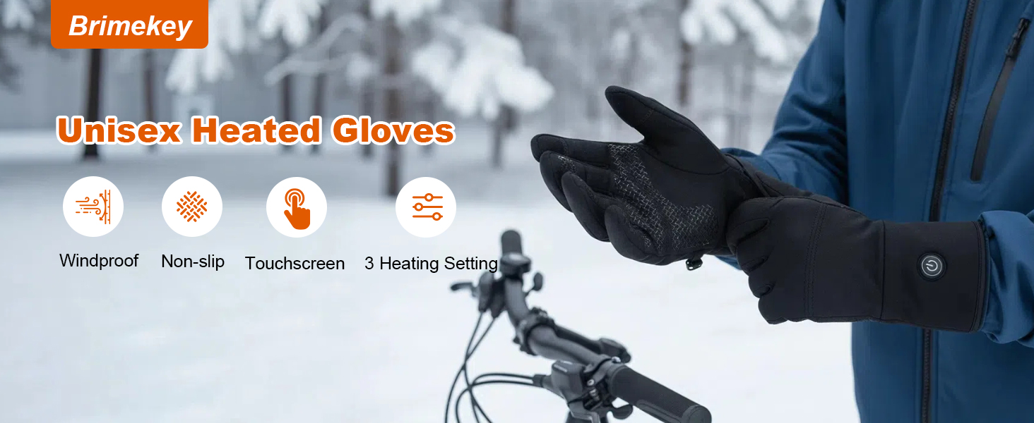Обогревні рукавички-вкладиші для чоловіків та жінок, акумулятор 7.4V, 3 режими нагріву (40-65°C), сенсорний екран, для зимових видів спорту та роботи на відкритому повітрі, M-L