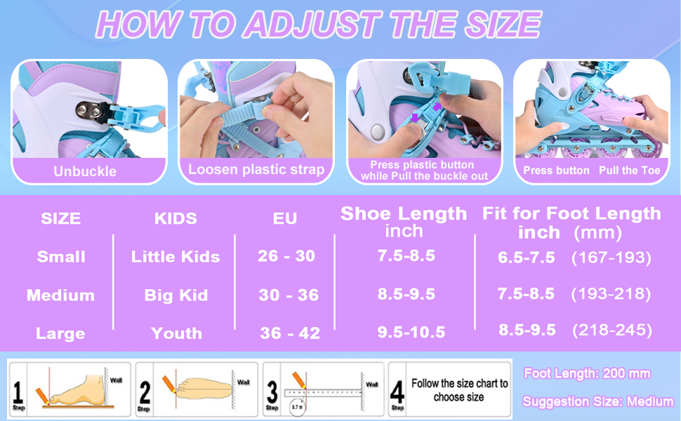 Дитячі ролики-інлайни для дівчаток з підсвічуванням коліс, фіолетовий колір. Підходять для початківців, для використання в приміщенні та на вулиці.