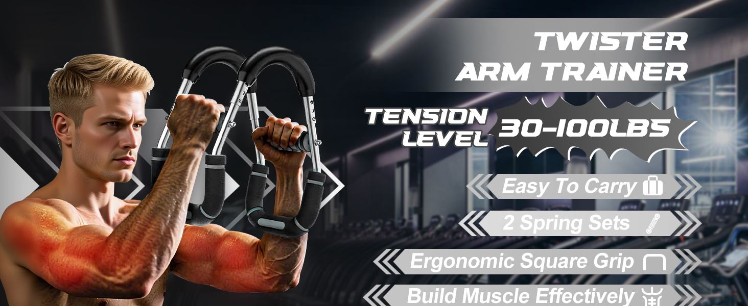 Тренажер для рук Twister з 6 рівнями навантаження (30-50 кг/30-150 lbs), портативний тренажер для грудних м'язів зі знімним дизайном - тренажер для грудей для чоловіків для дому, офісу та подорожей, червоний 30-100 lbs 4Spring (сірий 30-100 lbs 4Spring)