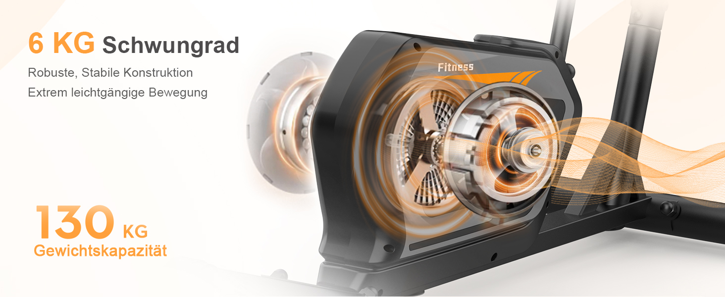 Еліптичний тренажер Neezee з Bluetooth, 16 рівнів опору, 6 кг маховиком, LCD-монітором та датчиком пульсу (Оранжевий + Чорний)