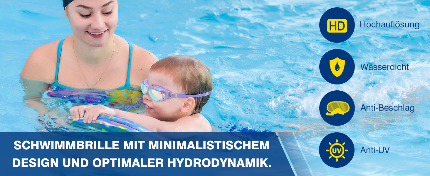 Окуляри для плавання Unisex дорослі Anti-Fog, UV-захист, герметичні, 3D-силікон, фіолетові + комплект аксесуарів (чохол, шапочка, затискач для носа, беруші)