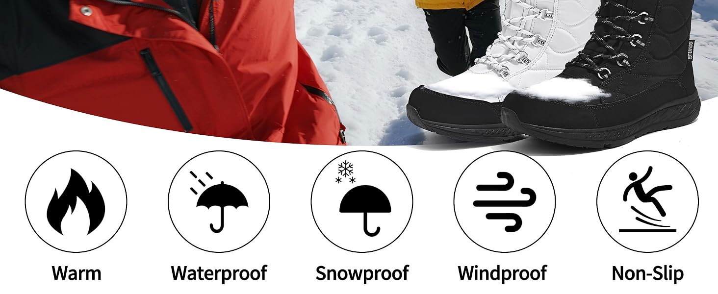 Зимові черевики жіночі водонепроникні, теплі, зручні, антиковзні, для піших прогулянок, трекінгу, відпочинку. Розміри 37-42 EU (Чорний, 37 EU)