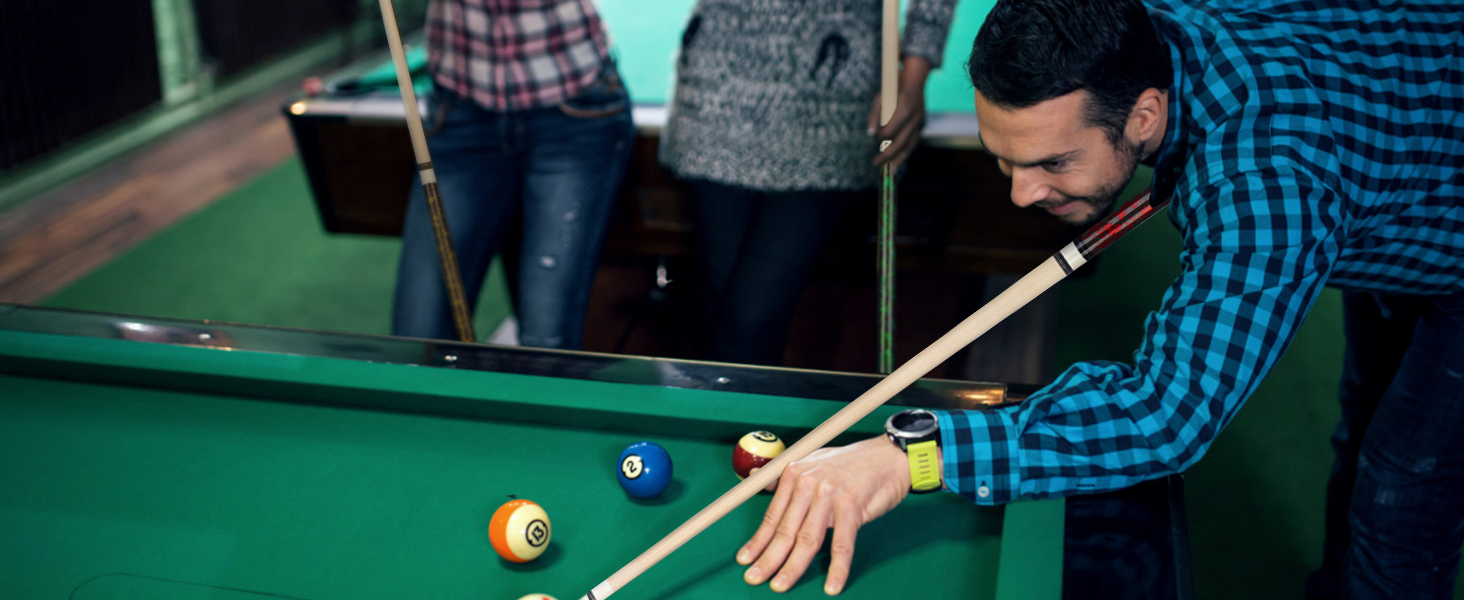 Набір для більярду Horse Billardqueue: 4 більярдні кийки з канадського акації, 58 дюймів, вага 18-21 oz, 2 крейди, для дорослих