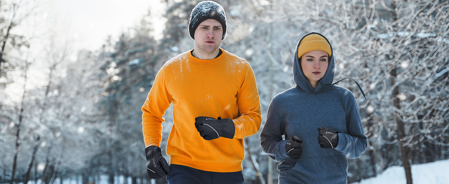 Зимові рукавички HIKENTURE Водонепроникні, велосипедні рукавички для чоловіків та жінок з Polarflausch, теплі та вітронепроникні рукавички з підтримкою сенсорного екрану, антиковзкі рукавички для катання на лижах, бігу та активного відпочинку на відкритому повітрі