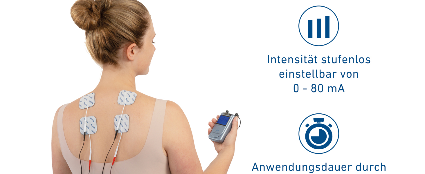 Пристрій TENS Axion STIM-PRO Comfort для терапії болю - комплект з 4 електродів 5x5 см | Reizstromgerät для лікування артрозу, артриту, болю в шиї, спині та суглобах | Сертифікований медичний продукт