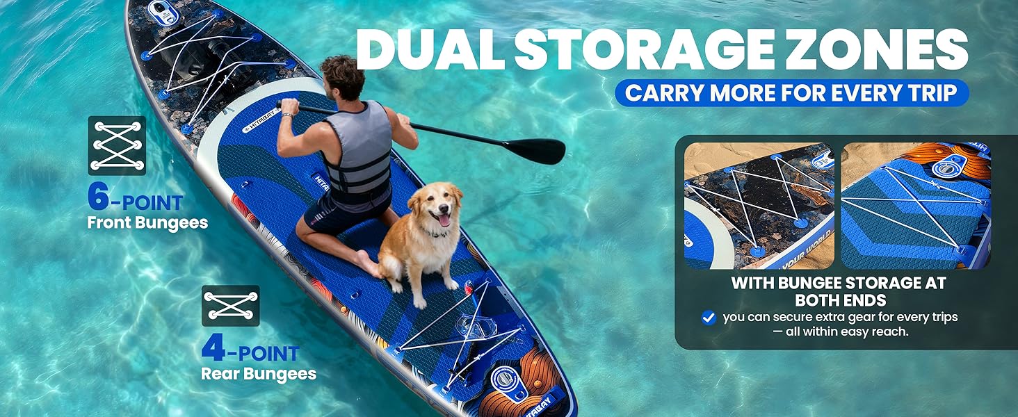 Надувний SUP Борд для дорослих з аксесуарами та тримачем для камери, 320x81x15 см, 10'6', 150 кг, блакитний