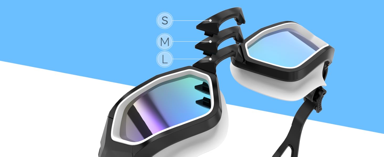 Окуляри для плавання Findway з антизапарюючим покриттям та UV-захистом, поляризовані, для чоловіків, жінок, підлітків, з запасним носовим упором, не пропускають воду, чіткий огляд, чорний & білий/поляризована димна лінза