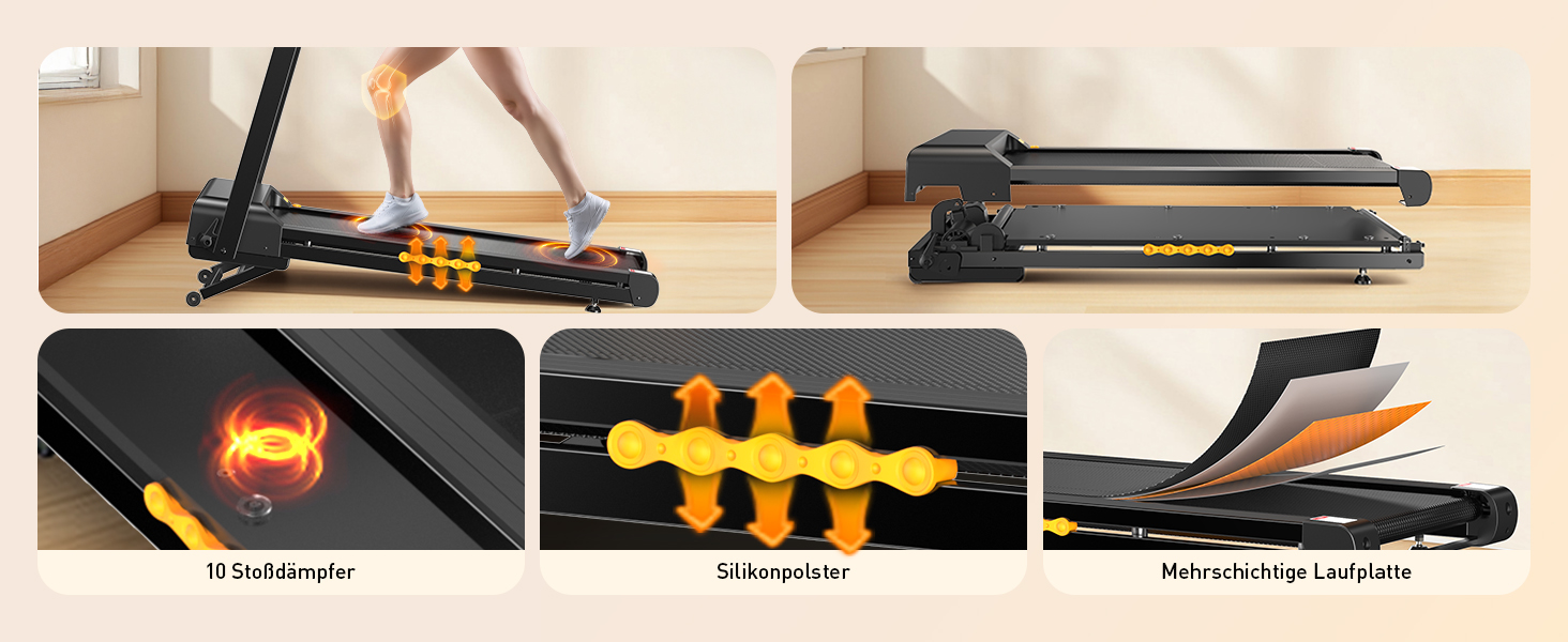 Складний біговий тренажер для дому з автоматичним нахилом 15%, потужність 3.5 PS, 12 програм HIIT, Smart App, швидкість 1-14 км/год, LED дисплей, вимірювання пульсу, вантажопідйомність 136 кг, чорний
