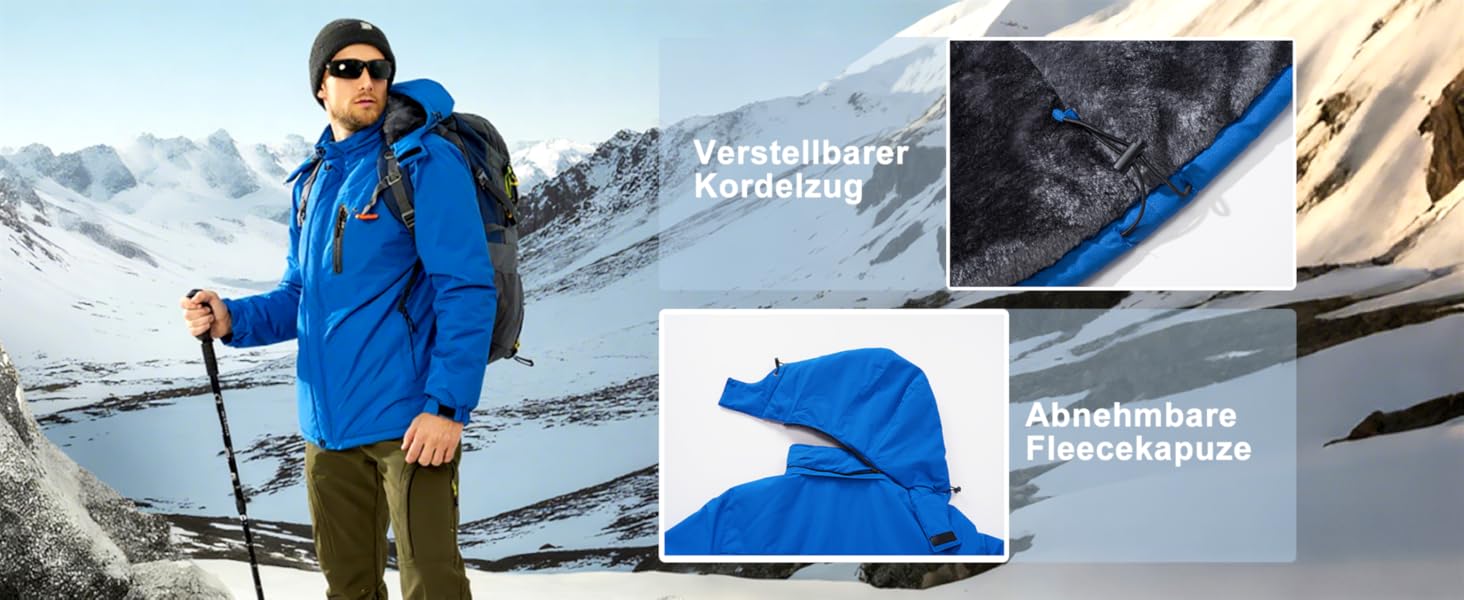 Чоловіча зимова куртка MAGCOMSEN, водонепроникна, з флісовою підкладкою, вітрозахисна, для туризму та активного відпочинку, знімний капюшон (L, темно-сірий)