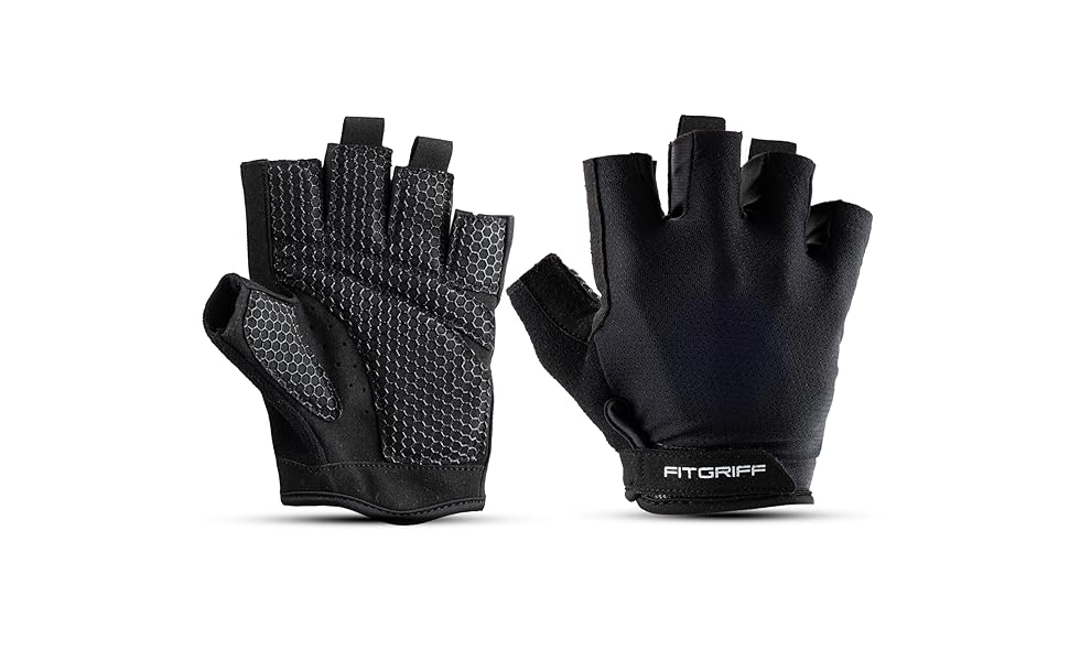 Тренувальні рукавички Fitgriff® для жінок та чоловіків - фітнес рукавички для силових тренувань, кросфіту, залу, воркауту, підняття ваги, чорного кольору