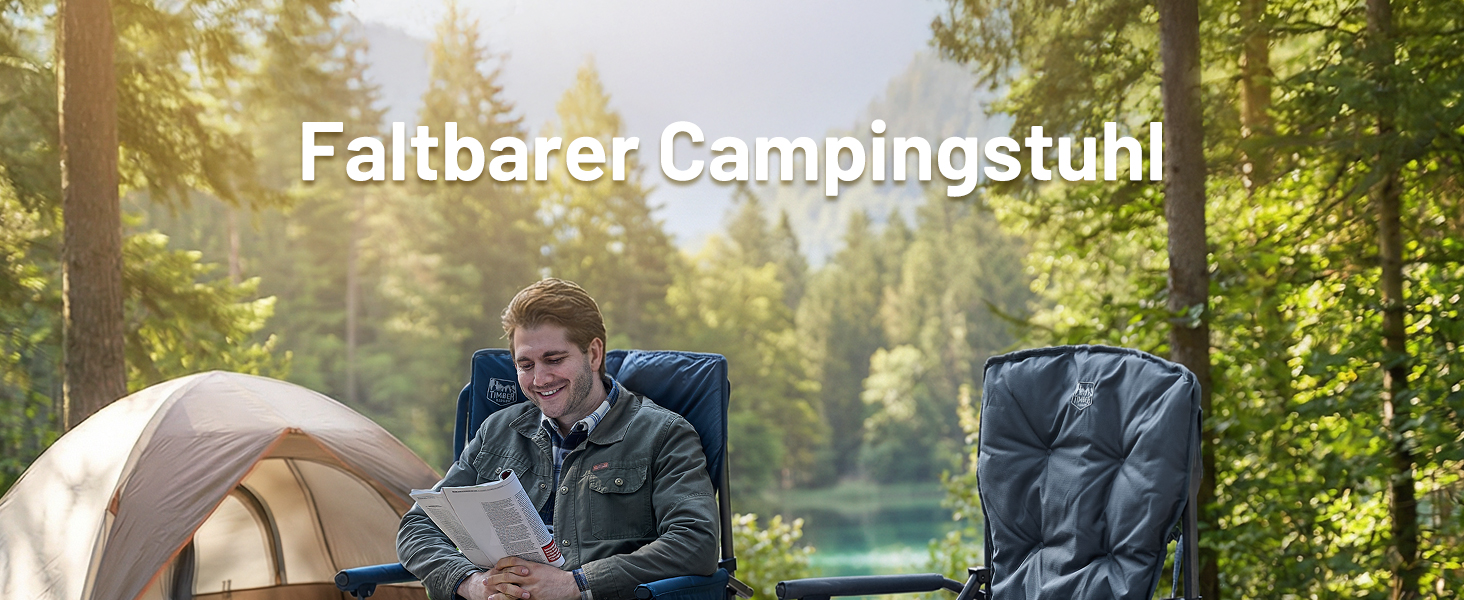 Складаний кемпінговий стілець TIMBER RIDGE з підтримувачем, підстаканником та охолоджувачем, посилений (до 230 кг), для рибалки, саду та відпочинку