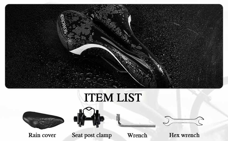 Велосипедне сідло ENJOHOS, водонепроникне PU сідло для гірського, трекінгового, туристичного та шосейного велосипеда (Чорно-біле)