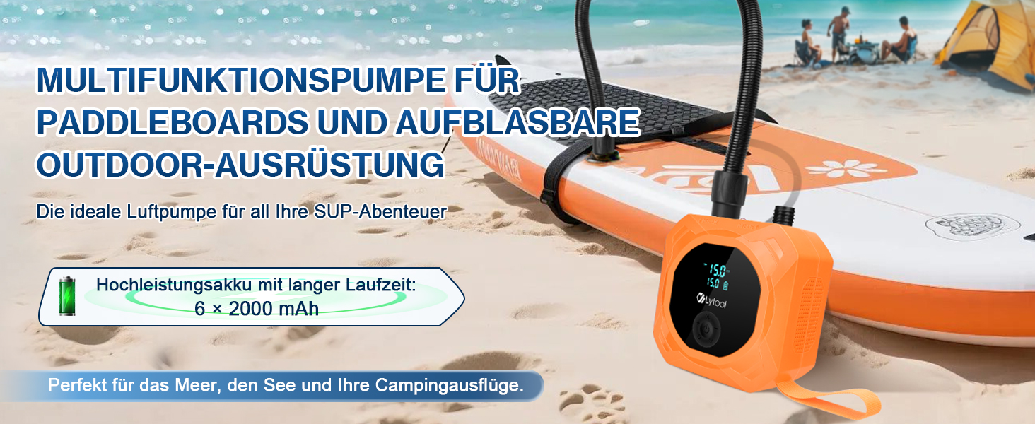Електричний акумуляторний насос для SUP Lytool 50 PSI, компресор 12V DC та Type-C з функцією автостопу та LED-підсвіткою для сапбордів, човнів, каяків та кайтсерфінгу