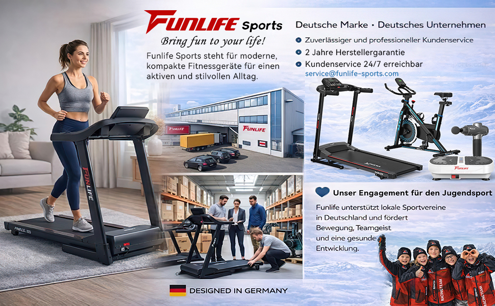 Біговий тренажер FunLife F50/F60: складаний, з регулюванням нахилу, потужний мотор 2.5PS, велика площа для бігу, керування через App & Bluetooth, для дому та фітнес-залу, вимірювання пульсу