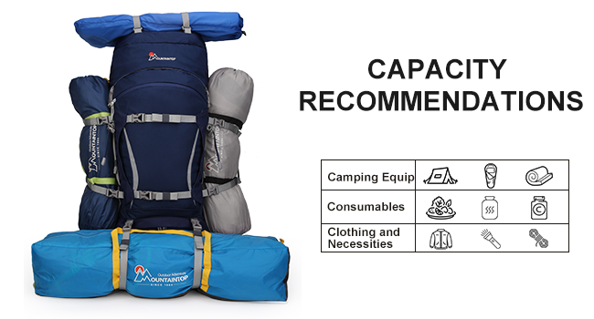 Туристичний рюкзак MOUNTAINTOP 70L з внутрішнім каркасом, з дощовиком, для походів, кемпінгу та подорожей, чоловічий та жіночий