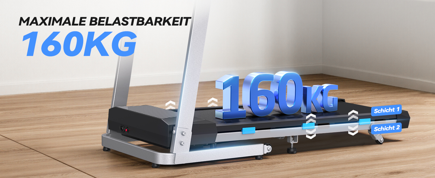 Біговий доріжки для дому Cardirun 3.0PS, 12 км/год, нахил 10%, до 160 кг, LED-дисплей, APP, Bluetooth, тиха, срільно-чорний