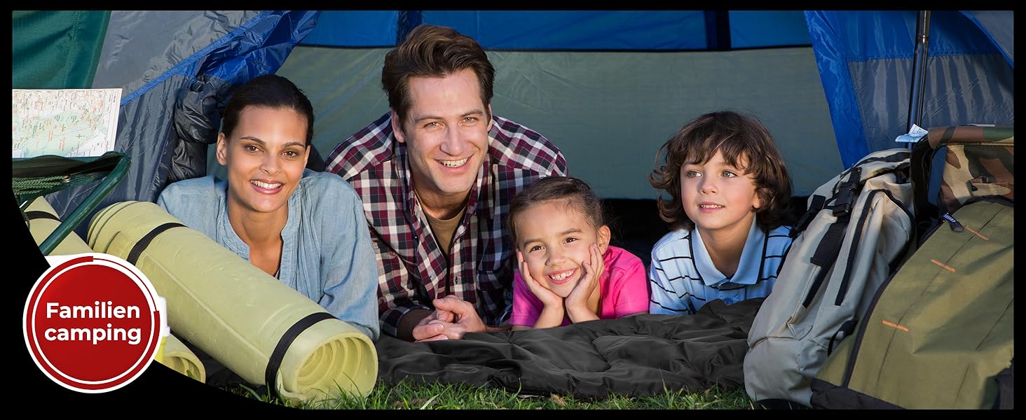 Спальний мішок Ohuhu на 2 особи, 220x150 см, чорний. Для кемпінгу, подорожей, сімейного відпочинку та фестивалів.