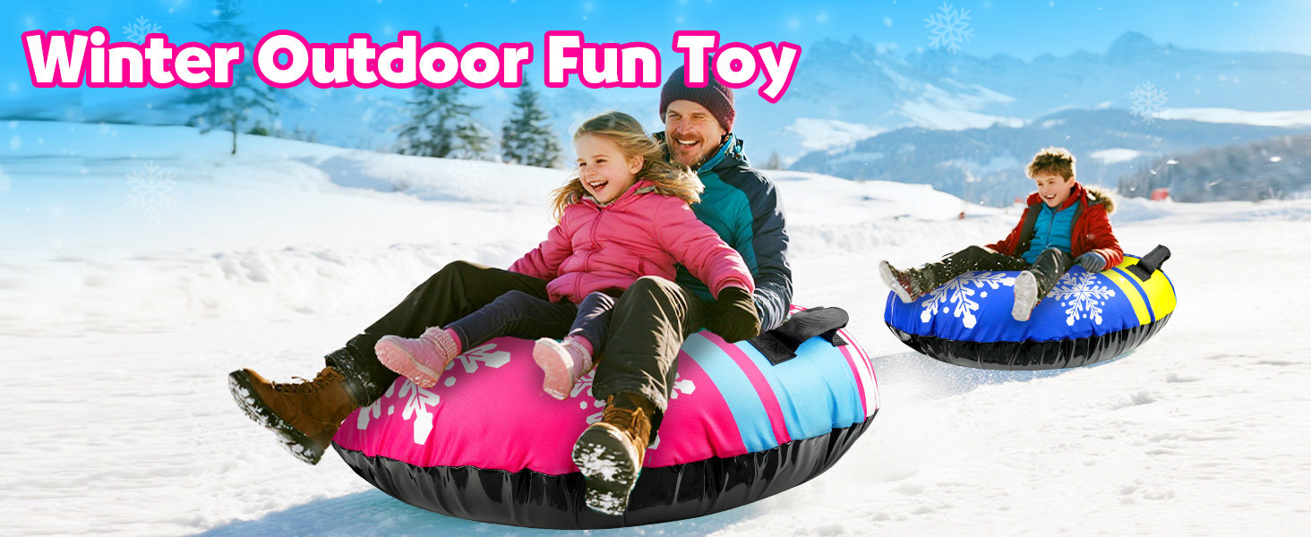 Надувний сніговий санки ZMLM, 120 см, для дорослих та дітей, міцний, з канвасовим покриттям, зимовий спорт, сімейний відпочинок (рожевий)