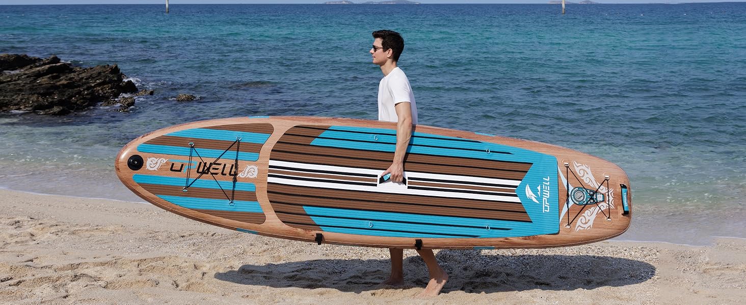 Надувний SUP-борд UPWELL Premium Stand Up Paddling Board з комплектом: сидіння, кріплення для камери, весло, 204 кг, для 2 осіб, 350x84x15 см