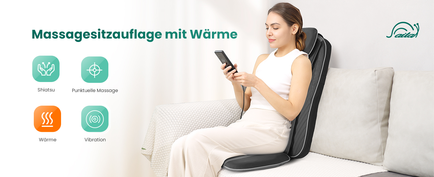 Масажне сидіння Snailax Shiatsu з підігрівом та вібрацією для шиї та спини, масажер для крісла, подарунок для чоловіків та жінок, 40.6x35.5x66cm