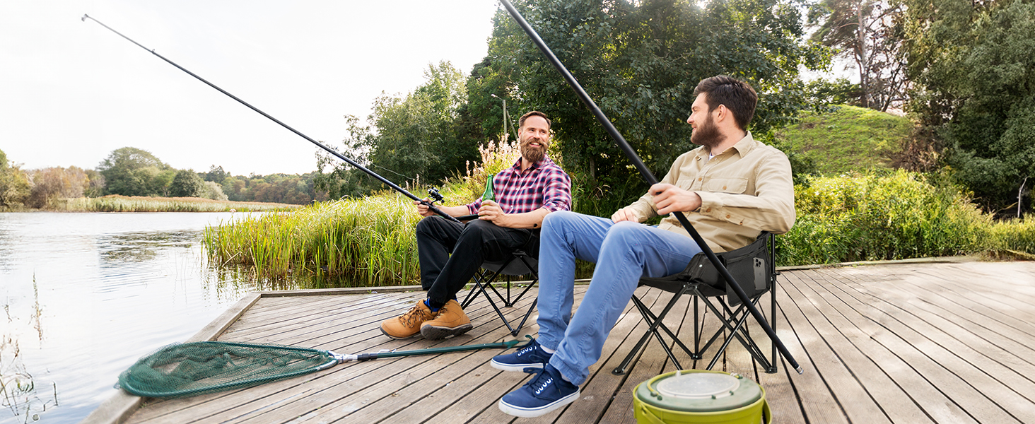 Складний туристичний стілець OVERMONT 2 шт. - до 135 кг, для кемпінгу, саду, балкону, пляжу, риболовлі, чорний