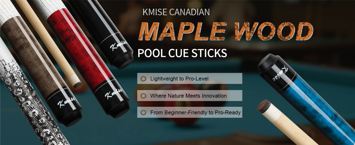 Професійний більярдний кий Kmise з низькою відволікаючою обшивкою, 147 см, канадське кленове дерево, 13 мм шкіряний наконечник, 3D протиковзкий хват, точний контроль для дорослих/початківців/професіоналів (Коричневий (510 г))